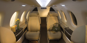 Embraer Phenom 300 cabin for Switzerland charter