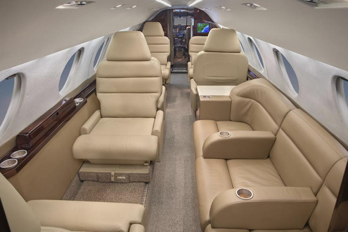 Falcon 20 cabin for Switzerland charter