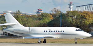 Falcon 2000 exterior for Switzerland charter