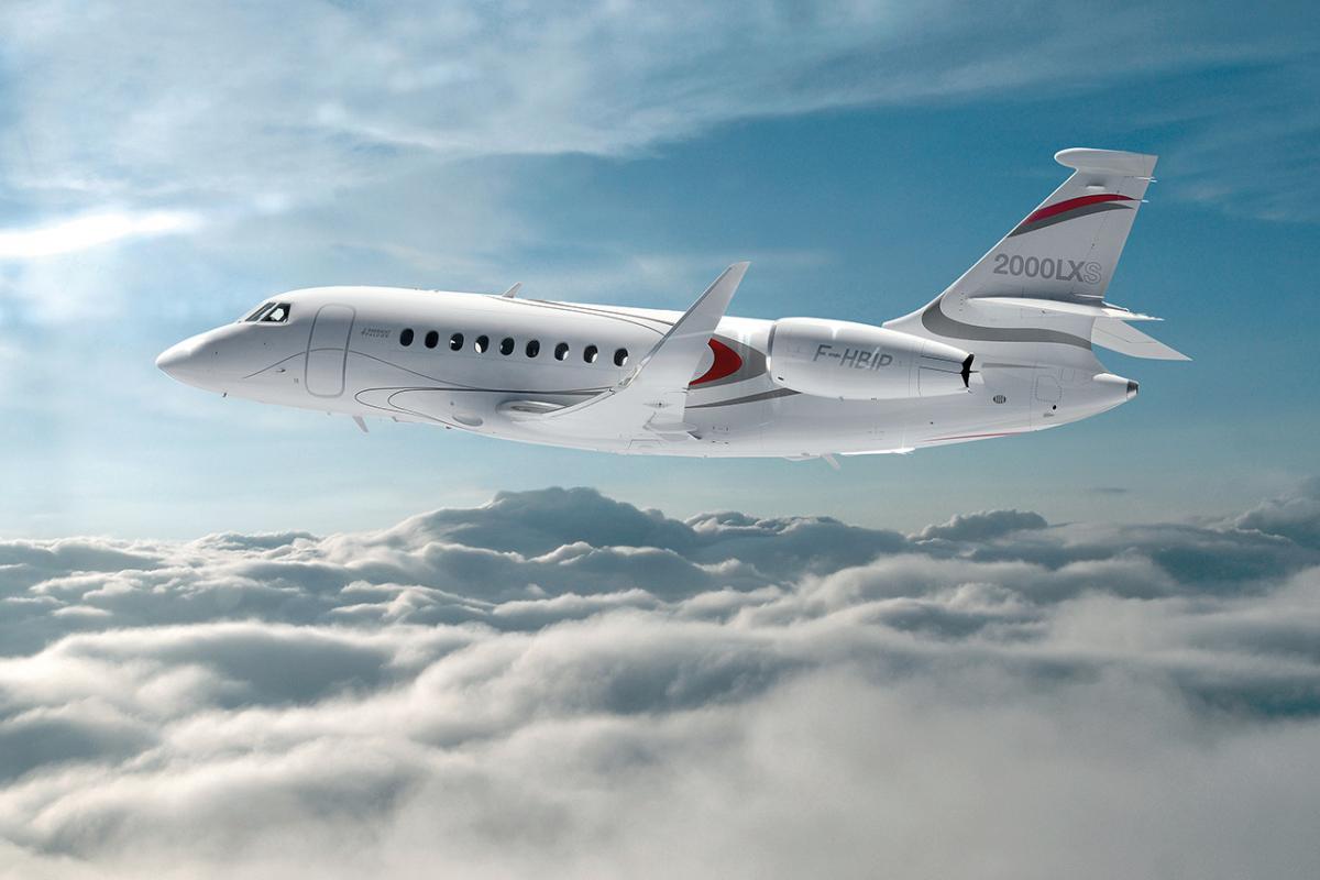 Dassault Falcon 2000LXS view for Switzerland charter