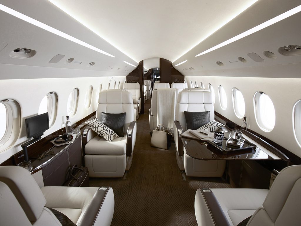 Dassault Falcon 2000LXS cabin for Switzerland charter