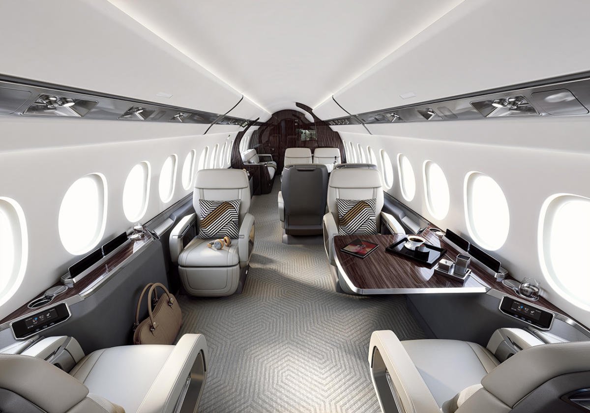 Dassault Falcon 6X cabin for Switzerland charter