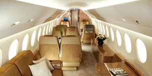 Falcon 7X cabin for Switzerland charter