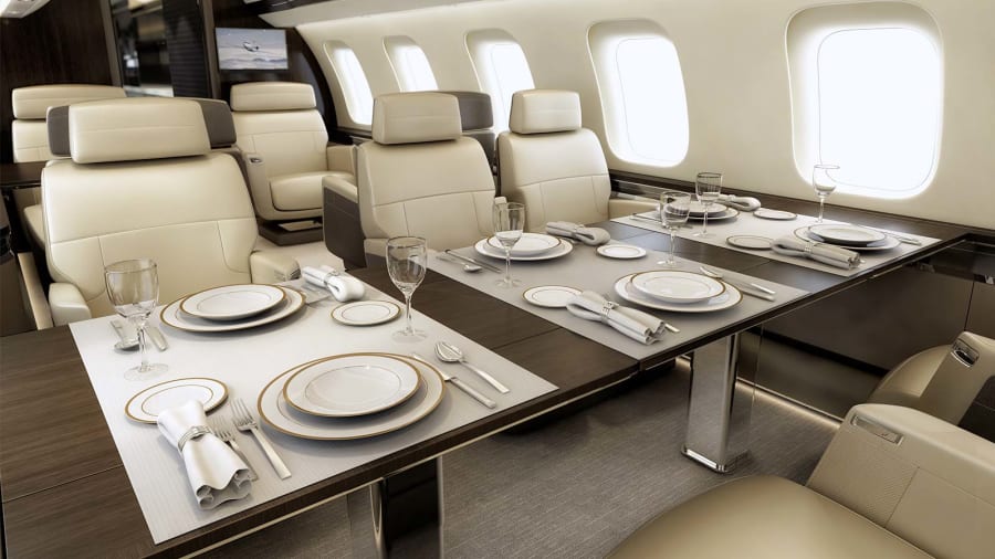 Bombardier Global 7500 cabin for Switzerland charter