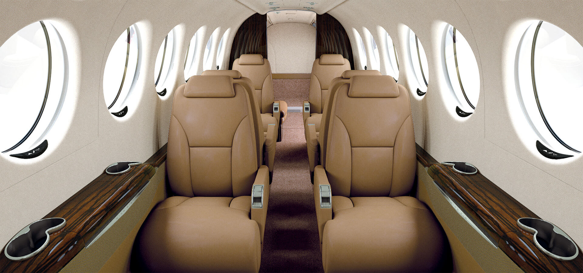 King Air 350 cabin for Switzerland charter